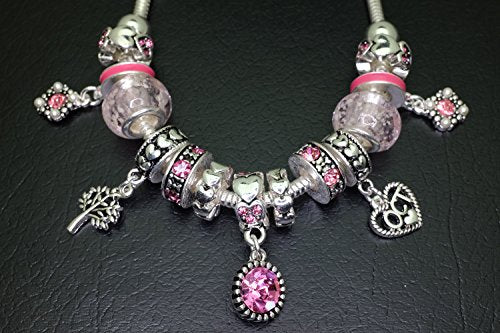 Falari Birthstone Bracelet Multi-Color Charm Beads Silvertone Birthday Gifts for Women - color: 10-October