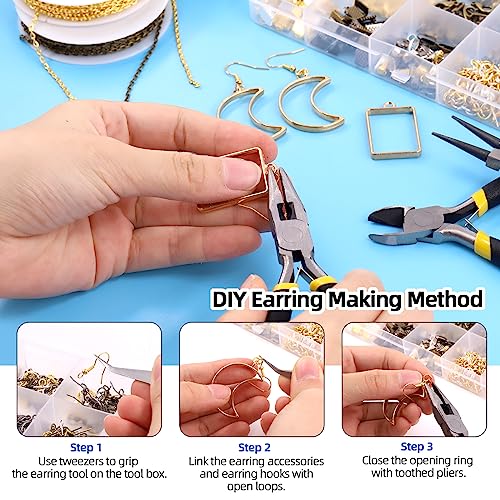 Glarks 1468Pcs Jewelry Making Supplies Kit with Pliers, Findings, Beading String for Repair, Making and Beading - size: 1468pcs