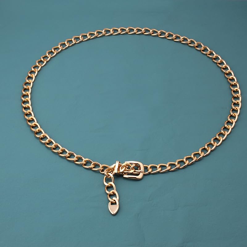 Women's Metal Waist-Chain-Belt Golden-Cowgirl-Belts Adjustable Waistband | Chain Belt for Women, Gold Chain Belt for Dresses Jeans