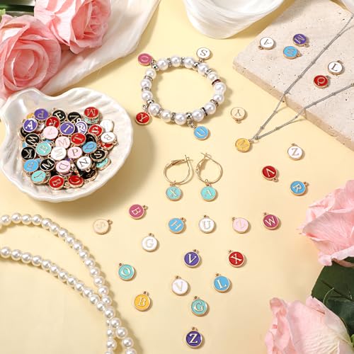 260 Pcs Letter Charms for Jewelry Making Double Sided Alphabet & Initial Charms for DIY Bracelet, Necklace, Jewelry Making(Multicolor)