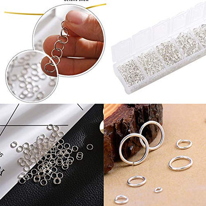 EuTengHao 1504pcs Jewelry Repair Tools Kit with Jewelry Pliers, Jump Rings Opener, Tweezers, Lobster Clasps, Bright Silver - color: Bright Silver