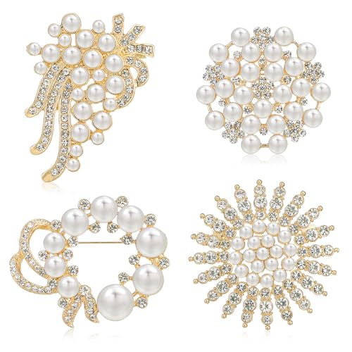 4pcs Brooches and Pins for Women, Flower Brooch, Crystal Pearl Brooch, for Women Fashion Accessories - style: butterfly