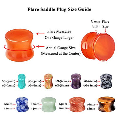 Longbeauty 20/30 Pcs Set Mixed Stone Saddle Double Flared Ear Tunnels Expander Plugs Stretcher 3MM-20MM - style: 15pairs, 11/16"(18mm)