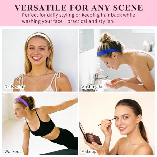 Wecoe Satin Headbands, 16 Pcs 1 Inch Hair Bands for Women & Girls(Set E) | Great for daily wear, festive looks & DIY crafts - color: Set E
