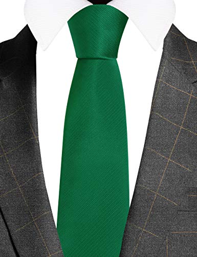 GUSLESON Classic New 3.15"（8cm） Men's Solid Color Necktie Wedding Business Tie + Gift Box - color: Emerald Green
