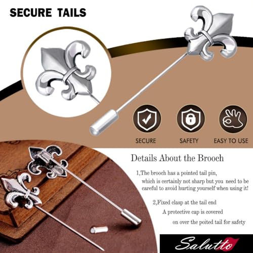 Boutonniere Suit Lapel Stick Brooch Pin - color: Lance Silver