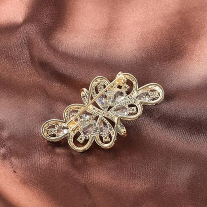 YOQUCOL Cubic Zirconia Crystal Rhinestone Wedding Brooch Pin for Women Brides Jewelry - color: A-Gold
