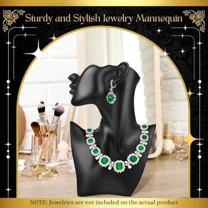 Flexzion Jewelry Bust Display Stand - Black Resin Mannequin Earring Stand for Selling & Displaying - Necklace Bust Display Holder for Show, Boutique, Small Business & Retail | Black resin necklace and earring holder for boutiques, vendor tables, retail di