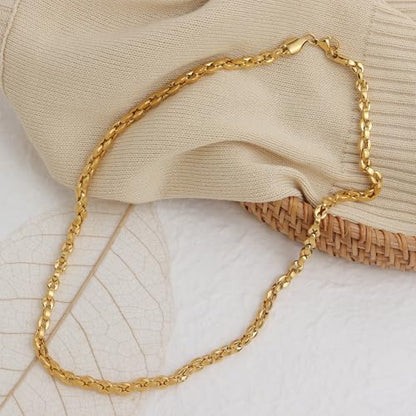 Jean Beau Gold Choker Necklace for Women, Simple 18K Gold Plated Adjustable Link Chain Prom Jewelry Gifts - color: Rolo