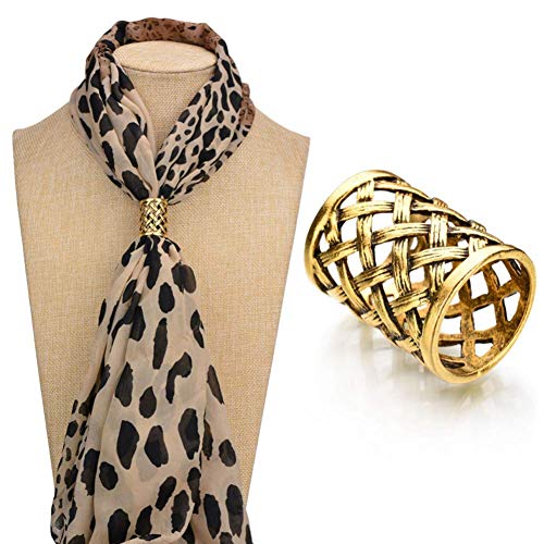 Joyci 3pcs Women's Scarf Ring Clip Slide Gold Silver Tone Hollow Tube | Retro Style Scarf Fastener for Women's Shawl, Silk Neckerchief, Napkin, Metal Antique Sturdy, Classy Fashion Accessories - color: Gold