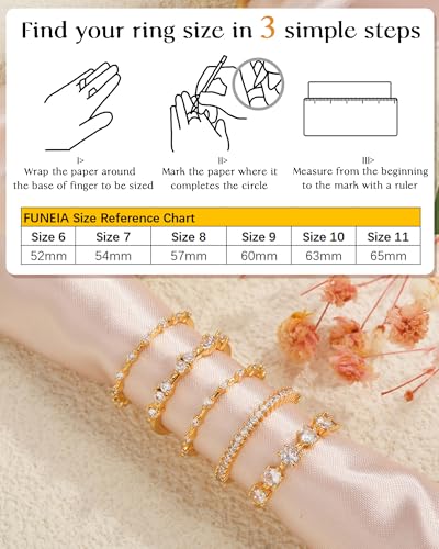 FUNEIA Stackable Silver Gold Rings for Women Non Tarnish 14K Gold Plated Thumb Cubic Zirconia Rings for Women Dainty Pinky Promise Wedding Ring Set Women's Engagement Eternity Band Rings Gold Jewelry - color: A-Gold Ring Set
