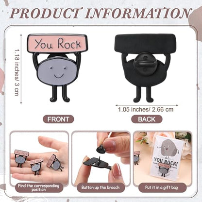Zeyune You Rock Enamel Pins Employee Appreciation Gifts Bulk You Rock Gifts for Coworkers Office Staff Work Team Teacher Funny Employee of The Month Lapel Pin Thank Cards Bags - style: Classic