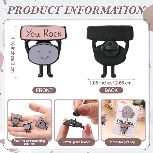 You Rock Enamel Pins Employee Appreciation Gifts Bulk You Rock Gifts for Coworkers Office Staff Work Team Teacher Funny Employee of The Month Lapel Pin Thank Cards Bags - style: Classic