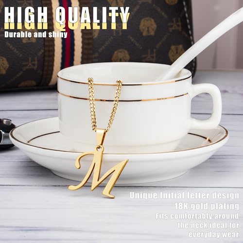 Suweibuke Initial Necklace for Men Women Boys Girls, 18K Gold Plated 26 Letters Pendant Necklace, Personalized Jewelry Gifts - color: Gold--1M