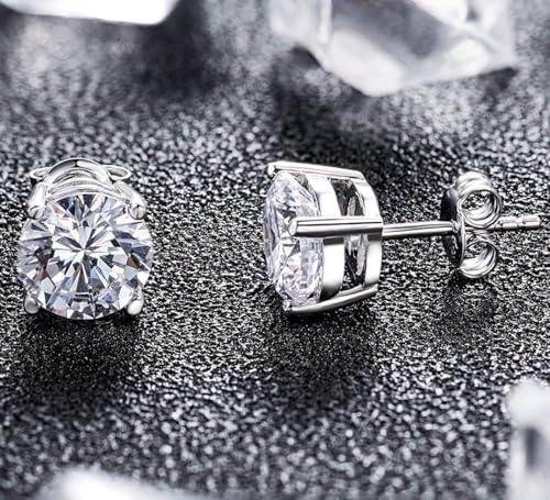 925 Sterling Silver Stud Earrings for Unisex, Stud Earring with 5A+ Cubic Zirconia Hypoallergenic Earrings for Women Men 4MM-8MM - size: 5mm