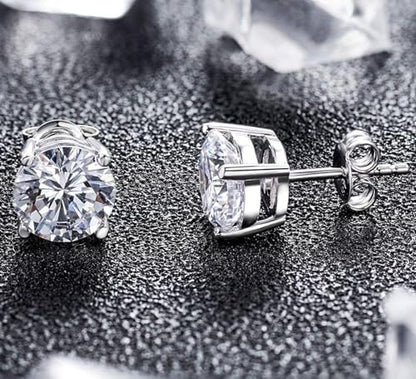 925 Sterling Silver Stud Earrings for Unisex, Stud Earring with 5A+ Cubic Zirconia Hypoallergenic Earrings for Women Men 4MM-8MM - size: 5mm
