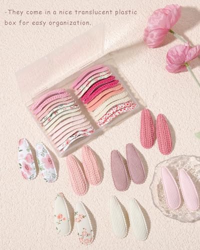 40Pcs Pink Floral Bow Hair Clips Non-Slip Snap Hairpins for Toddler Girls Cute Flower Hair Barrettes Baby Hair Accessories - color: Spring