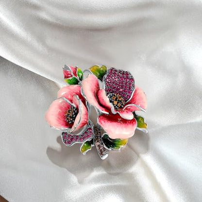 Santuzza 925 Sterling Silver Enamel Brooch Pin for Women - color: [D]Rose