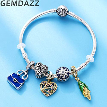 GEMDAZZ 925 Sterling Silver Valentines Day Charms Heart Charms, I Love You to The Moon and Back Pendant, Cupid Arrow and 4 Leaf Clover Beads fit European Bracelets, Gift for Lover/Wife/Girls - color: Cupid Arrow in Heart Charms