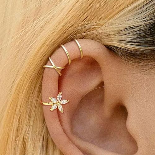 Ear Cuffs for Women Non Piercing Ear Cuff Earrings Non Pierced Cartilage Earrings Adults Christmas Stocking Stuffers Trendy Gifts 2025 - color: 5Pcs Gold Ear Cuffs