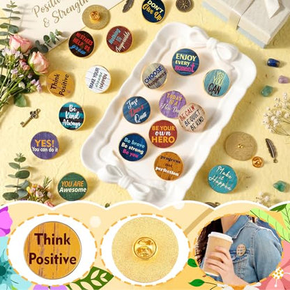 30/60 Pcs Cute Enamel Pins Bulk Plant Flower Animal Halloween Gothic Fall Pumpkin Cartoon Lapel Pin Brooches Jewelry Gift for Backpack Clothes Hats Accessories - style: Motivational
