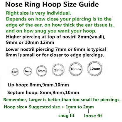 Clear CZ Nose Rings & Earrings - 316L Surgical Steel - Cartilage, Conch, Daith, Helix, Rook, Tragus, Lobe & Snug Body Piercing Jewelry - 20G, 18G - color: Black, size: 1pc 16 Gauge 8mm