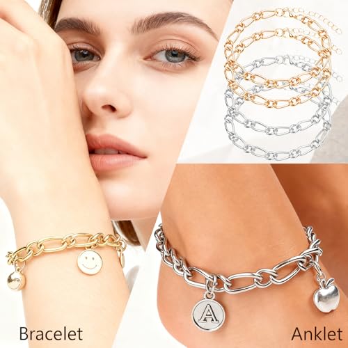 Sumalon 20 Pcs 18K Gold Plated Bracelet Chain Kit, Paperclip Alloy Link Fit Clip with Lock, Bracelet Charm for Women DIY Jewelry Making (Gold and Silver) - color: Gold and Silver