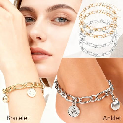 Sumalon 20 Pcs 18K Gold Plated Bracelet Chain Kit, Paperclip Alloy Link Fit Clip with Lock, Bracelet Charm for Women DIY Jewelry Making (Gold and Silver) - color: Gold and Silver