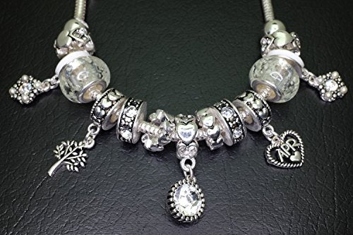 Falari Birthstone Bracelet Multi-Color Charm Beads Silvertone Birthday Gifts for Women - color: 04-April