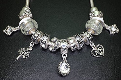 Falari Birthstone Bracelet Multi-Color Charm Beads Silvertone Birthday Gifts for Women - color: 04-April