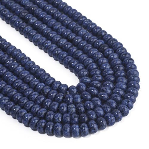 Songxi 5x8mm Natural Blue Sesame Jasper Stone Rondelle Beads, 75PCS Spacer Round Loose Abacus Beads for Jewelry Making, Gemstone for Bracelet Necklace Earrings, Arts and Crafts - color: Blue Sesame Jasper