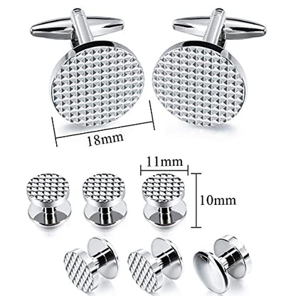 HAWSON Silver/Gold Cufflinks for Men with Tuxedo Shirt Studs,Men Accessories Jewelry with Gift Box,Gifts for Family,Best Friend on Wedding Business Birthday Anniversary - color: Silver ( Cufflinks with 6 pcs studs)