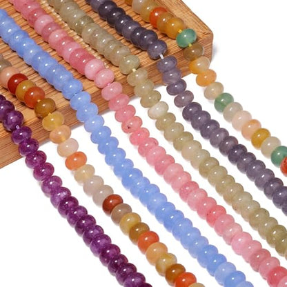 Songxi 5x8mm Natural Golden Silk Jade Beads, 75PCS Spacer Round Loose Abacus Beads for Jewelry Making, Gemstone for Bracelet Necklace Earrings, Arts and Crafts - color: Golden Silk Jade