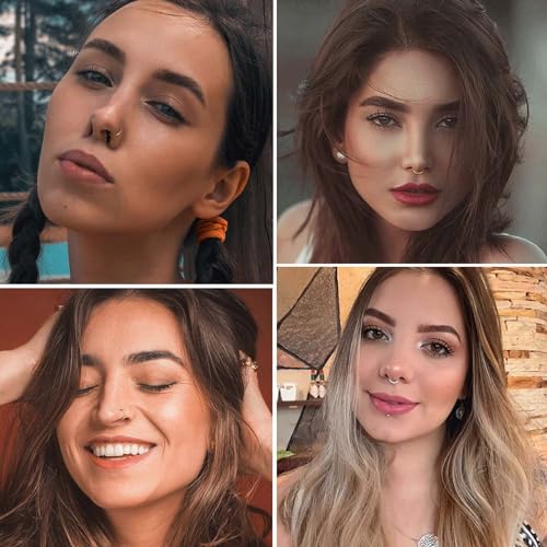 Jstyle 6Pcs 16G 18G Septum Rings Surgical Steel Nose Rings Hoop for Women Opal CZ Daith Cartilage Hoop Earring Clicker Septum Jewelry Hinged Hoop Nose Ring Lip Helix Rook Tragus Piercing Jewelry - color: Gold