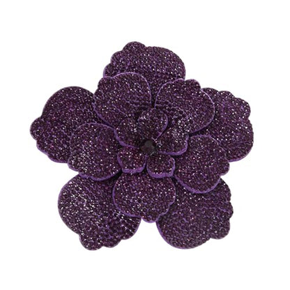 Rhinestone Flower Brooch Pin for Women Men Elegant Sparkly Crystal Camellia Floral Lapel Pins Shawl Dress Suit Clothes Accessories Wedding Party Fashion Jewelry 105mm - color: Purple