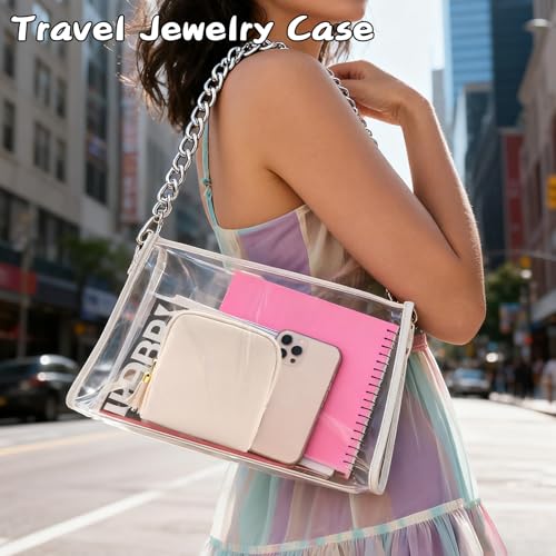 ZLFSRQ Travel Jewelry Case Organizer Small Jewelry Pouch Bag Mini Portable Jewellery Storage with Zipper for Bracelet Rings Earring for Women White