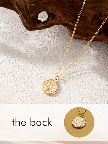 Baydurcan Dainty Gold Necklace for Women Ankh Mom Jesus Sun Star Necklace | 14K Gold Plated Pendant Necklaces Gifts for Friends Sister Mother, Birthday, Christmas, Graduation, Inspirational Gifts - style: Saint Benedict
