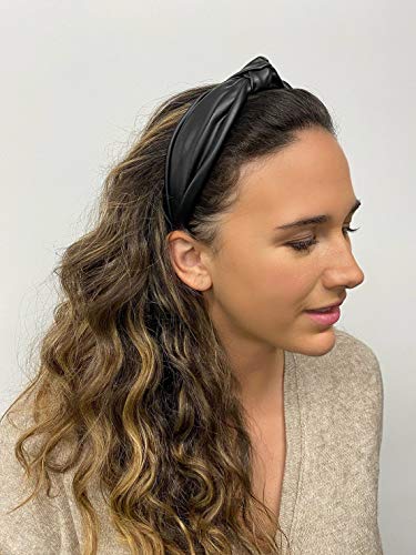 Huachi Headband, Knotted Headbands for Women Black Leather, Fashion Headbands for Women Top Knot Headband for Girls - color: 1 Pack Black - Leather