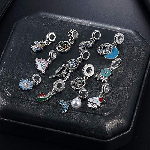 12pcs Mixed Silver Plated Colorful Enamel Alloy Beads Dangle Charms Fits for European Snake Chain Bracelet Necklace DIY Jewelry Making Supplies - color: Bead Charms-1