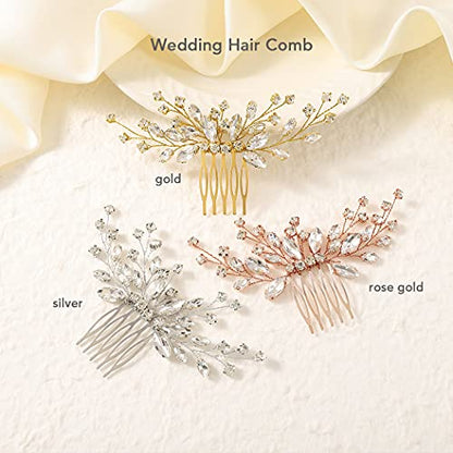 JAKAWIN Rhinestone Hair Comb Wedding Hair Accessories Bridal Hair Piece | Silver Crystal Headpiece for Women