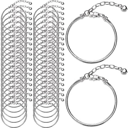 Hicarer 27Pcs Snake Chain Bracelet Charm Bracelets - size: 6.3 Inch