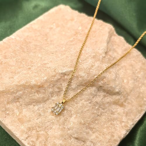 Zeffy Diamond Necklaces for Women, Dainty Gold Necklace 18k Gold Plated Layered Necklaces Simple Gold CZ Diamond Pendant Necklaces for Women Trendy Jewelry Gifts for Girls - color: Gold Solitaire Diamond Necklaces
