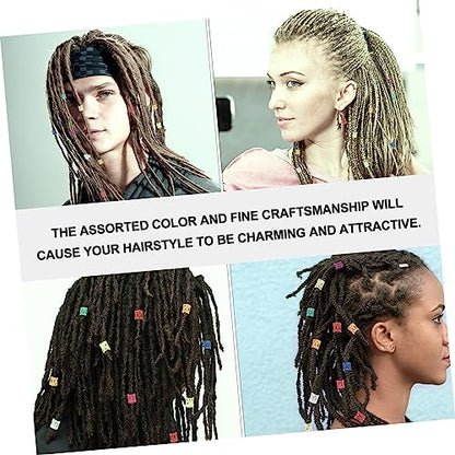 Hollow Hair Buckles for Braiding 100pcs Metal Hair Accessories Dreadlocks Set Colorful Braiding Ropes