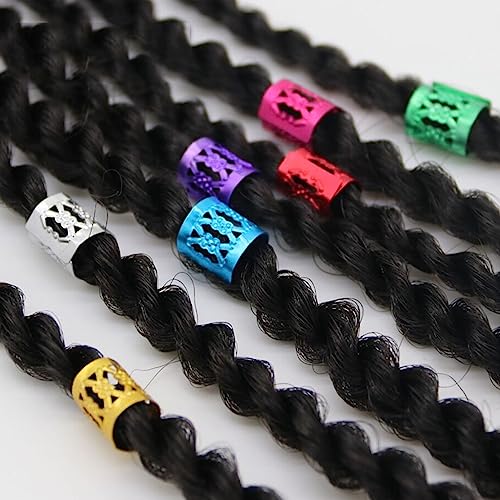 SEVENHEAD 50 Pcs Dreadlock Beads Hair Accessories Adjustable Braiding Rings and Cuffs with Metal Clips (Multicolor) - color: Multicolor