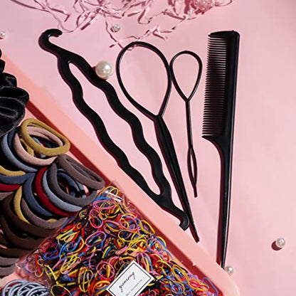 YANRONG 1159PCS Hair Accessories for Woman Set Seamless Ponytail Holders Variety Hair Scrunchies Hair Bands Scrunchy Hair Ties For Thick and Curly (Deep Colour) - color: Deep Colour
