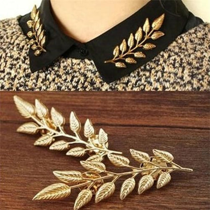 WCRAZYE Retro Hollow Pattern and Angle Triangle Collar Pins for Men Women Fashion Simple Gold Silver Palace Brooch Clip Pin Brooches Buckle Shirt Collar Decoration Parts - style: 7 Pcs Leaf Triangle Chain Pins