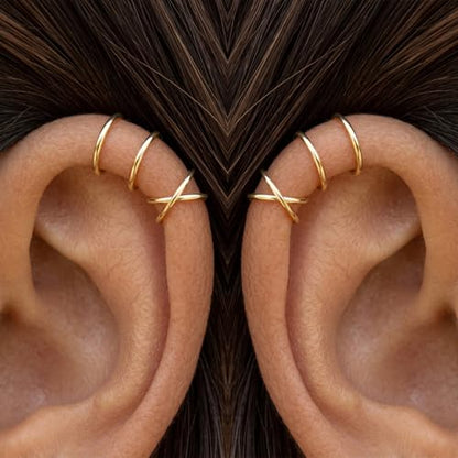 Ear Cuffs Non Piercing Ear Cuff Earrings for Women Gifts Trendy Stuff Clip on Cartilage Earrings Stacks Fake Earrings Jewelry Gifts - color: A1:1pcs chain pearl ear cuff silver