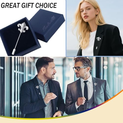Boutonniere Suit Lapel Stick Brooch Pin - color: Lance Silver