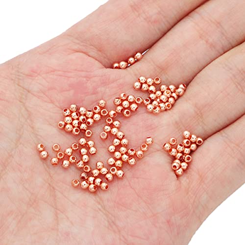 Rose Gold Plated Round Spacer Beads 2.5mm 500pcs for Jewelry Making Findings Non Tarnish - color: Rose Gold, size: 2.5mm