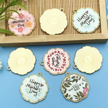 Youdiyla 8pcs Alloy Enamel Printed Flower Mother's Day set Pendant Jewelry Making DIY Keychain Earrings Pendant Various Design Charms for Jewelry Making Bracelets Necklace (SN775) - color: SN775